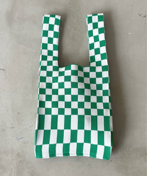 SHAGGIE（シャギー）の「ニットチェッカートートバッグ（トートバッグ・レディース・ブラック/ブルー/グリーン・FREE）」の11枚目の写真