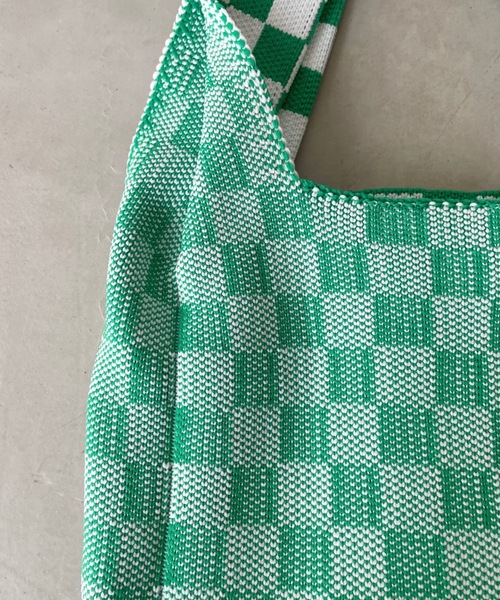 SHAGGIE（シャギー）の「ニットチェッカートートバッグ（トートバッグ・レディース・ブラック/ブルー/グリーン・FREE）」の15枚目の写真