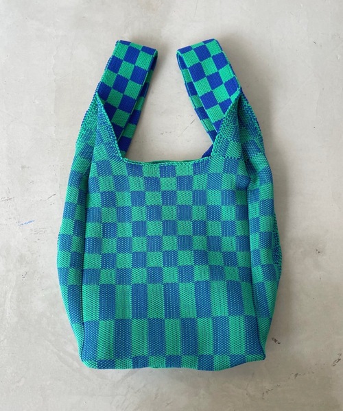 SHAGGIE（シャギー）の「ニットチェッカートートバッグ（トートバッグ・レディース・ブラック/ブルー/グリーン・FREE）」の10枚目の写真
