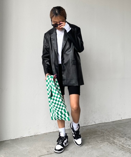 SHAGGIE（シャギー）の「ニットチェッカートートバッグ（トートバッグ・レディース・ブラック/ブルー/グリーン・FREE）」の12枚目の写真