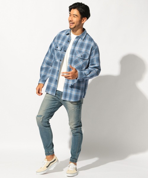 BAYFLOW（ベイフロー）の「カリフォルニアチェックシャツ（シャツ/ブラウス・メンズ・オフホワイト/オレンジ/ブルー・SMALL/MEDIUM/LARGE）」の15枚目の写真