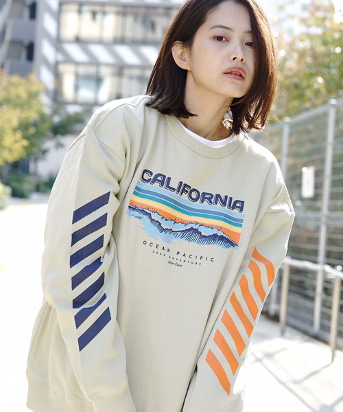 Ocean Pacific(オーシャンパシフィック)の「【OP:オーピー】ロゴプリント裏起毛クルースウェット / トレーナー ユニセックス(スウェット・メンズ・ベージュ/ネイビー/オフホワイト/ヘザーグレー・MEDIUM/LARGE/X-LARGE)」の3枚目の写真