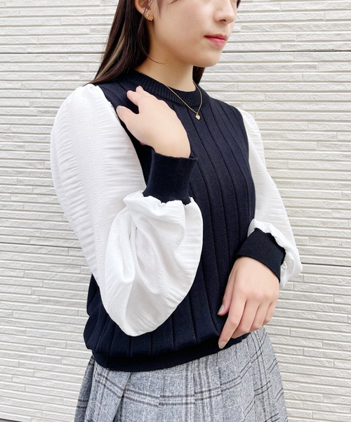 Loueme(ルエム)の「異素材ドッキングリブトップス(ニット/セーター・レディース・ブラック/その他1・FREE)」の9枚目の写真