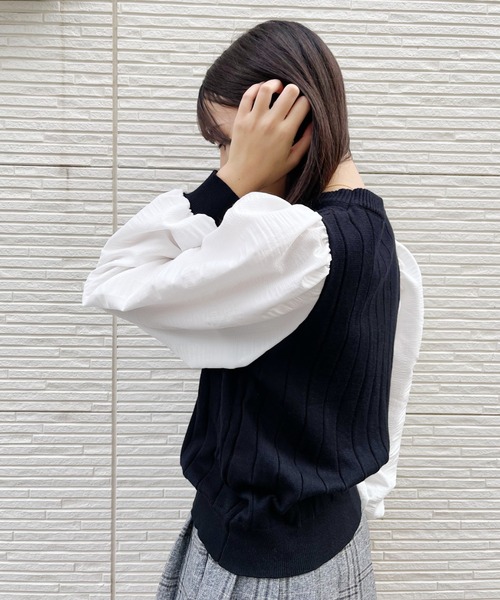 Loueme(ルエム)の「異素材ドッキングリブトップス(ニット/セーター・レディース・ブラック/その他1・FREE)」の6枚目の写真