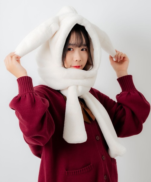 WEGO（ウィゴー）の「WEGO/ウサギスヌード（ネックウォーマー/スヌード・レディース・ホワイト/ブラック/ピンク・FREE）」の2枚目の写真