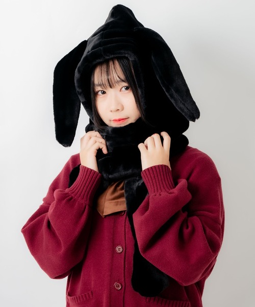 WEGO（ウィゴー）の「WEGO/ウサギスヌード（ネックウォーマー/スヌード・レディース・ホワイト/ブラック/ピンク・FREE）」の3枚目の写真