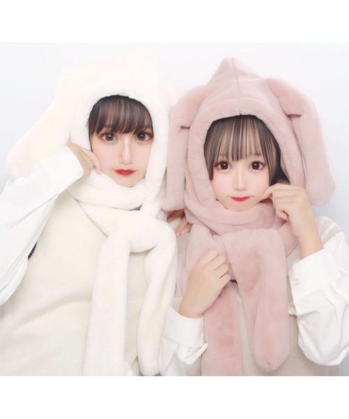 WEGO（ウィゴー）の「WEGO/ウサギスヌード（ネックウォーマー/スヌード・レディース・ホワイト/ブラック/ピンク・FREE）」の18枚目の写真