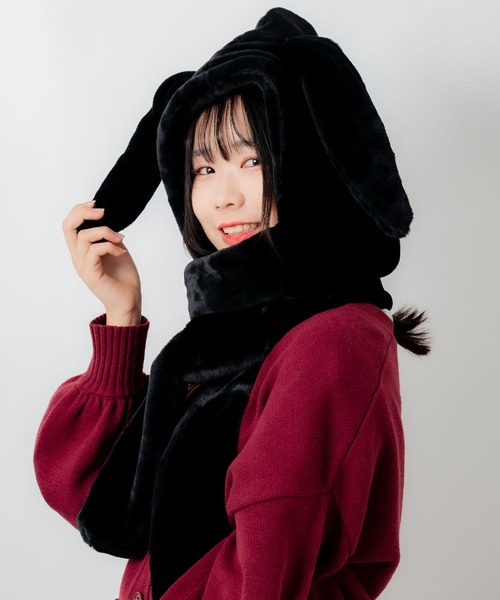 WEGO（ウィゴー）の「WEGO/ウサギスヌード（ネックウォーマー/スヌード・レディース・ホワイト/ブラック/ピンク・FREE）」の7枚目の写真