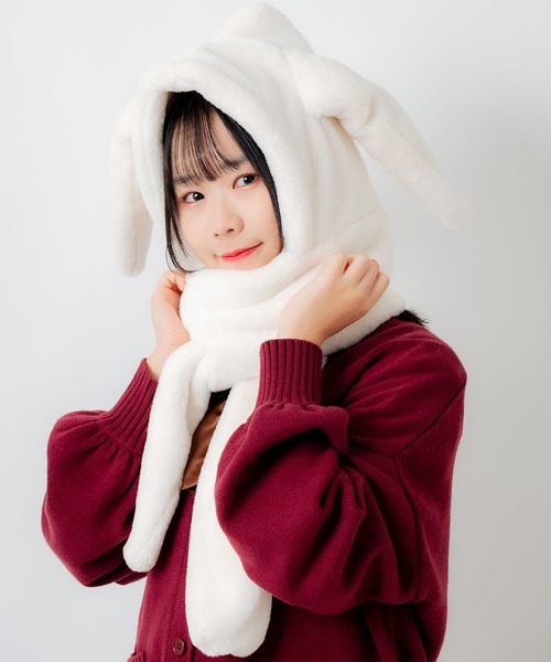 WEGO（ウィゴー）の「WEGO/ウサギスヌード（ネックウォーマー/スヌード・レディース・ホワイト/ブラック/ピンク・FREE）」の5枚目の写真