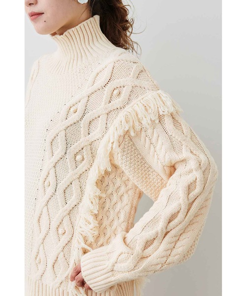 MEDE19F（メデジュウキュウ）の「ＭＥＤＥ１９Ｆ　デコラティブニット（ニット/セーター・レディース・ピンク/オフホワイト・MEDIUM/LARGE/X-LARGE/XX-LARGE）」の5枚目の写真