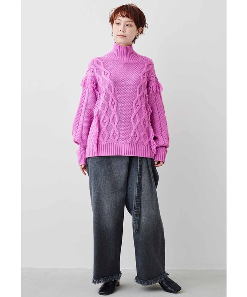 MEDE19F（メデジュウキュウ）の「ＭＥＤＥ１９Ｆ　デコラティブニット（ニット/セーター・レディース・ピンク/オフホワイト・MEDIUM/LARGE/X-LARGE/XX-LARGE）」の17枚目の写真