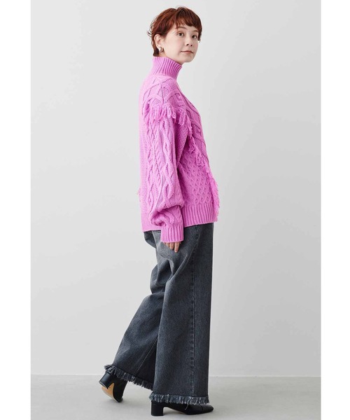 MEDE19F（メデジュウキュウ）の「ＭＥＤＥ１９Ｆ　デコラティブニット（ニット/セーター・レディース・ピンク/オフホワイト・MEDIUM/LARGE/X-LARGE/XX-LARGE）」の4枚目の写真