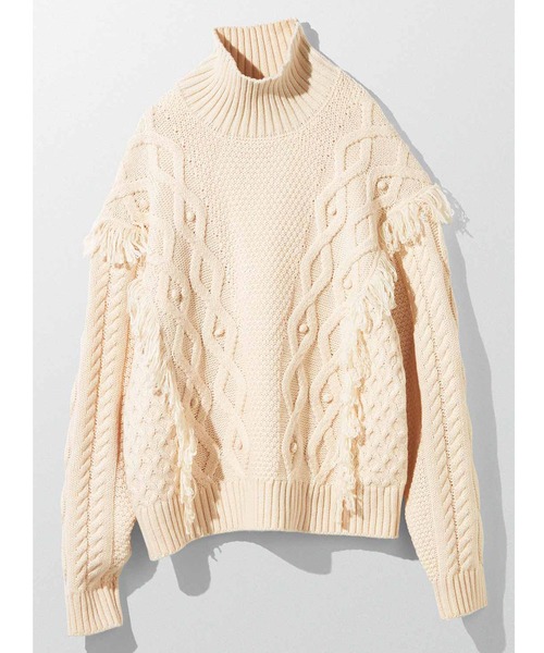 MEDE19F（メデジュウキュウ）の「ＭＥＤＥ１９Ｆ　デコラティブニット（ニット/セーター・レディース・ピンク/オフホワイト・MEDIUM/LARGE/X-LARGE/XX-LARGE）」の6枚目の写真