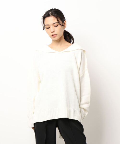 セーラー襟 ホワイト ニット KOBE LETTUCE（コウベレタス）の「セーラー襟ニットプルオーバー