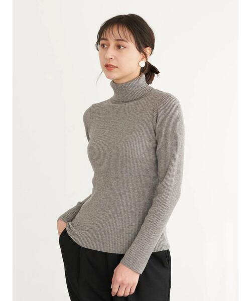 earth music&ecology（アースミュージックアンドエコロジー）の「リブタートルニット＊（ニット/セーター・レディース・アイボリー/ブラック/杢グレー/キャメル・M/S）」の6枚目の写真