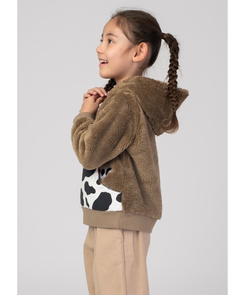 Design Tshirts Store graniph（デザイン　ティーシャツ　ストア　グラニフ）の「アニマルフェイクファー｜キッズアニマルポケットパーカー（パーカー・キッズ・ベージュ・100/110/120/130/140）」の2枚目の写真