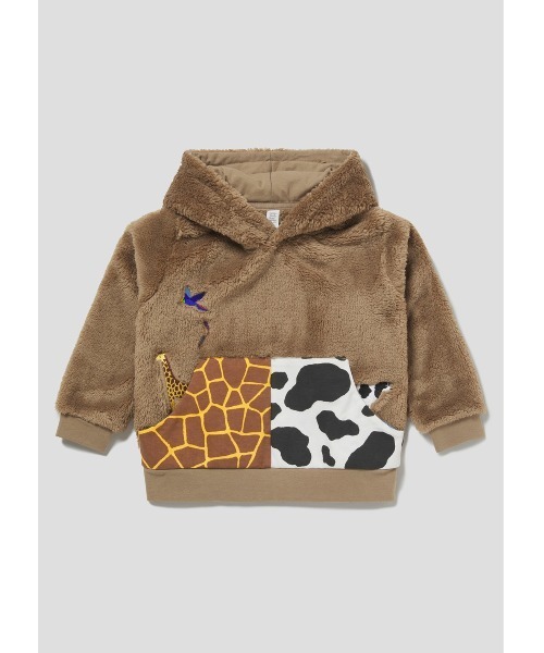 Design Tshirts Store graniph（デザイン　ティーシャツ　ストア　グラニフ）の「アニマルフェイクファー｜キッズアニマルポケットパーカー（パーカー・キッズ・ベージュ・100/110/120/130/140）」の9枚目の写真