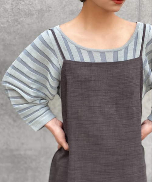 Solace（ソレイス）の「ランタンスリーブニュアンスシアーストライプトップス（Tシャツ/カットソー・レディース・ベージュ/イエロー/ブルー・FREE）」の16枚目の写真