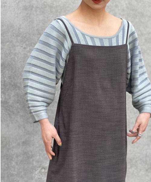 Solace（ソレイス）の「ランタンスリーブニュアンスシアーストライプトップス（Tシャツ/カットソー・レディース・ベージュ/イエロー/ブルー・FREE）」の19枚目の写真