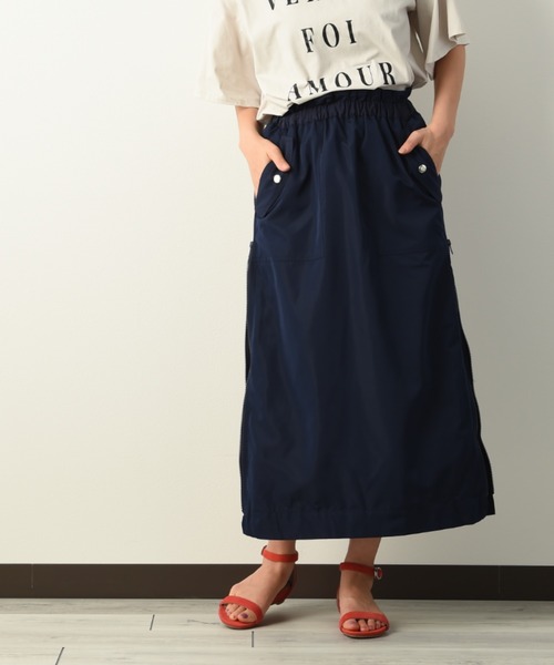 INTERPLANET(インタープラネット)の「サイドプリーツミリタリースカート(スカート・レディース・カーキ/ネイビー/グレイッシュベージュ/ベージュ/ブルー/カーキ系1・FREE)」の5枚目の写真