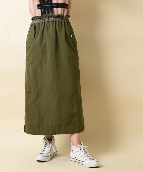 INTERPLANET(インタープラネット)の「サイドプリーツミリタリースカート(スカート・レディース・カーキ/ネイビー/グレイッシュベージュ/ベージュ/ブルー/カーキ系1・FREE)」の9枚目の写真