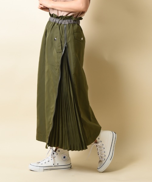 INTERPLANET(インタープラネット)の「サイドプリーツミリタリースカート(スカート・レディース・カーキ/ネイビー/グレイッシュベージュ/ベージュ/ブルー/カーキ系1・FREE)」の10枚目の写真