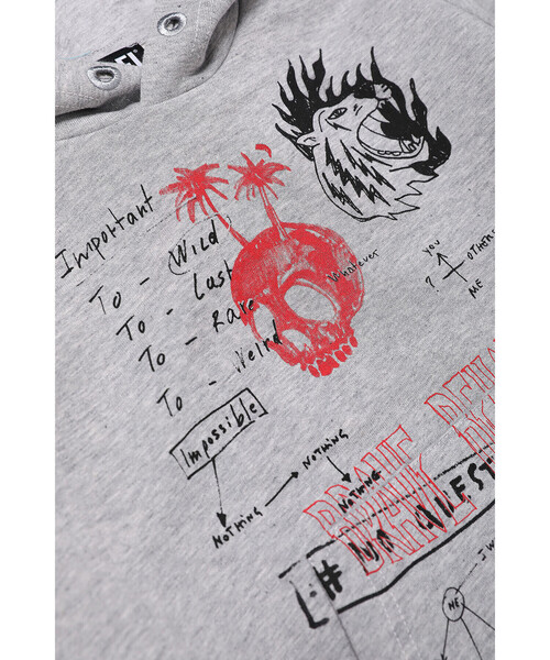 DIESEL（ディーゼル）の「DIESEL KID ジュニア スウェット フーディー パーカー バックプリント 手書き風グラフィック（パーカー・キッズ・ブラック/グレー・4Y/6Y/8Y/10Y/12Y/14Y）」の3枚目の写真