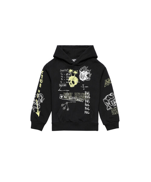 DIESEL（ディーゼル）の「DIESEL KID ジュニア スウェット フーディー パーカー バックプリント 手書き風グラフィック（パーカー・キッズ・ブラック/グレー・4Y/6Y/8Y/10Y/12Y/14Y）」の7枚目の写真