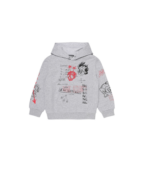 DIESEL（ディーゼル）の「DIESEL KID ジュニア スウェット フーディー パーカー バックプリント 手書き風グラフィック（パーカー・キッズ・ブラック/グレー・4Y/6Y/8Y/10Y/12Y/14Y）」の12枚目の写真