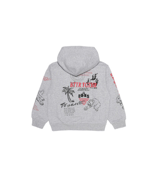 DIESEL（ディーゼル）の「DIESEL KID ジュニア スウェット フーディー パーカー バックプリント 手書き風グラフィック（パーカー・キッズ・ブラック/グレー・4Y/6Y/8Y/10Y/12Y/14Y）」の14枚目の写真