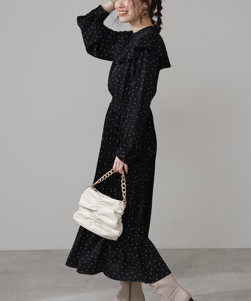 N.（N. Natural Beauty Basic）（エヌエヌナチュラルビューティーベーシック）の「フレアカラードットワンピース（ワンピース・レディース・ブラック系その他/ホワイト系その他・MEDIUM）」の9枚目の写真