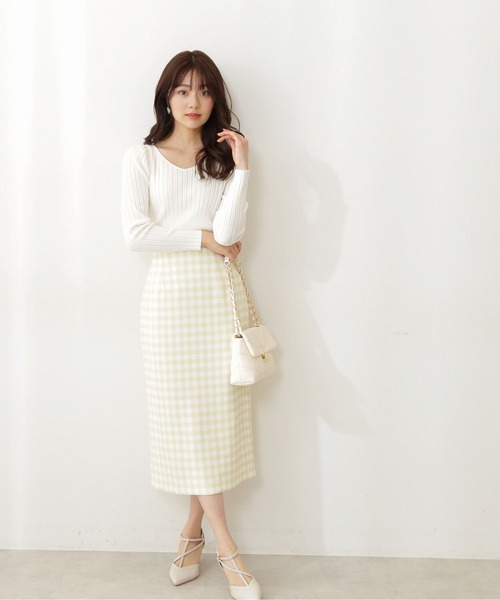 PROPORTION BODY DRESSING(プロポーションボディドレッシング)の「ギンガムプリントタイトスカート / 1212120209(スカート・レディース・ブラック/ベージュ/イエロー・SMALL/MEDIUM)」の12枚目の写真