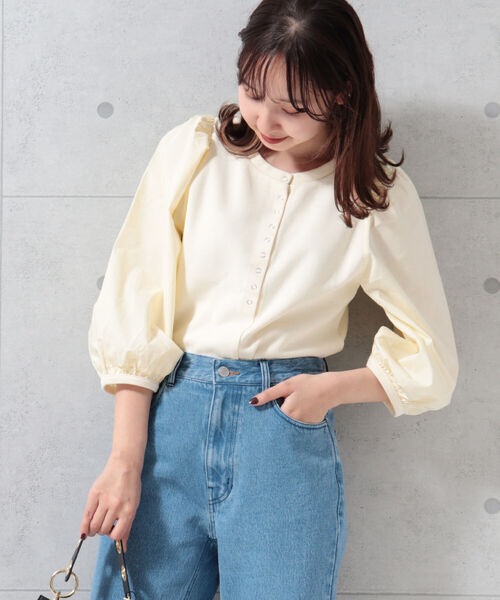 fredy emue（フレディエミュ）の「袖ボリューム プルオーバーカットソー（Tシャツ/カットソー・レディース・ブラック/サックスブルー/アイボリー・38）」の10枚目の写真