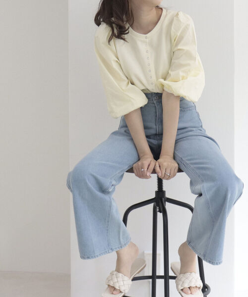 fredy emue（フレディエミュ）の「袖ボリューム プルオーバーカットソー（Tシャツ/カットソー・レディース・ブラック/サックスブルー/アイボリー・38）」の14枚目の写真