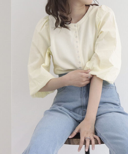 fredy emue（フレディエミュ）の「袖ボリューム プルオーバーカットソー（Tシャツ/カットソー・レディース・ブラック/サックスブルー/アイボリー・38）」の16枚目の写真