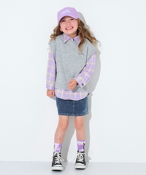 X-girl Stages（エックスガールステージス）の「ニットベストつき長袖