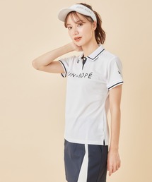 【UV】【吸水速乾】配色リブフロントロゴ半袖ポロシャツ