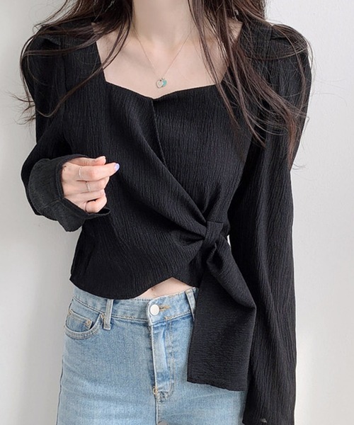 Dita Muaj.(ディータムアージュ)の「スクエアカラー変形クロップドブラウス(シャツ/ブラウス・レディース・ブラック/オフホワイト/グレイッシュベージュ・S/M)」の17枚目の写真