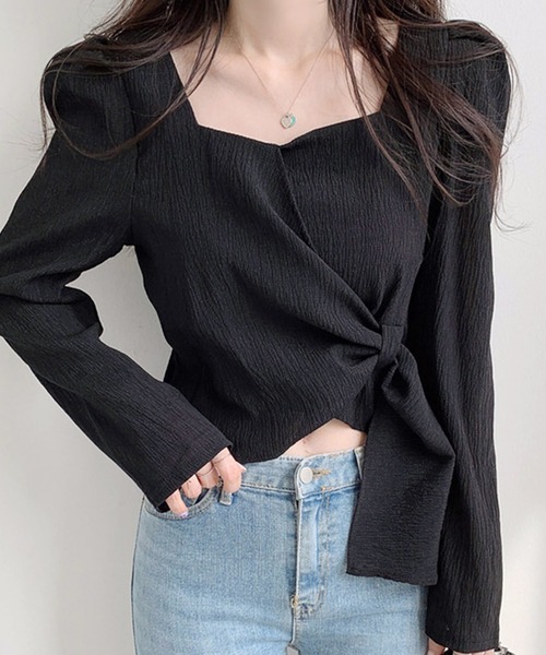 Dita Muaj.(ディータムアージュ)の「スクエアカラー変形クロップドブラウス(シャツ/ブラウス・レディース・ブラック/オフホワイト/グレイッシュベージュ・S/M)」の18枚目の写真