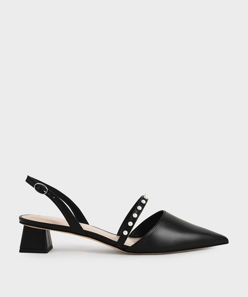 CHARLES & KEITH(チャールズ & キース)の「ビーズド スリングバックパンプス / Beaded Slingback Pumps(パンプス・レディース・ブラック/マルチ・22.5cm/23cm/23.5cm/24.5cm/25cm/25.5cm)」の1枚目の写真