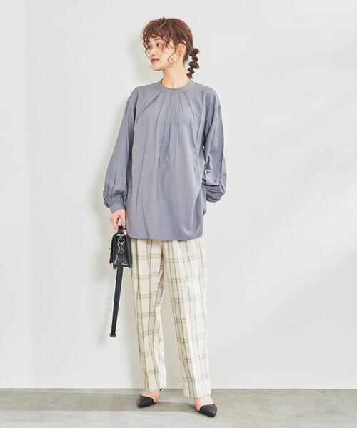 coen（コーエン）の「ボリュームスリーブタックブラウス（シャツ/ブラウス・レディース・ダークグレー/ベージュ・L/M）」の6枚目の写真