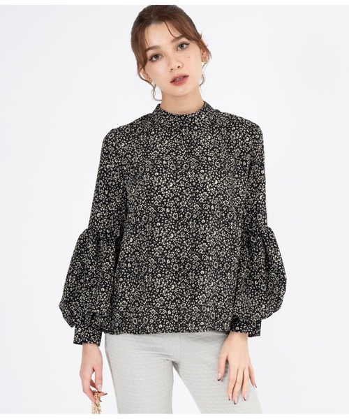 CHILLE(チル)の「楊柳プリントボリューム袖ブラウス(シャツ/ブラウス・レディース・ブラック/アイボリー・FREE)」の14枚目の写真