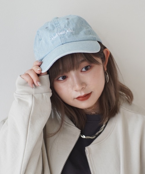 Mark Gonzales（マーク・ゴンザレス）の「【 Mark Gonzales / マークゴンザレス 】 別注 刺繍ロゴ ローキャップ（キャップ・レディース・ブラック/ネイビー/ピンク/インディゴブルー/ミント/ブラック×ホワイト/ブラック×ピンク/サックスブルー系1/サックスブルー系2/ブルー系・FREE）」の7枚目の写真