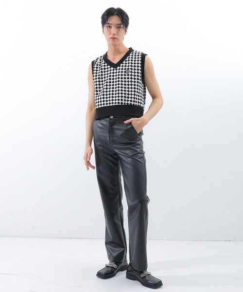 BASIC COTTON（ベーシックコットン）の「A'GEM/9 × .kom『BASIC COTTON/ベーシックコットン』総柄ダイヤデザインコットンベスト（ベスト・レディース・ブラック/グレー・FREE）」の3枚目の写真