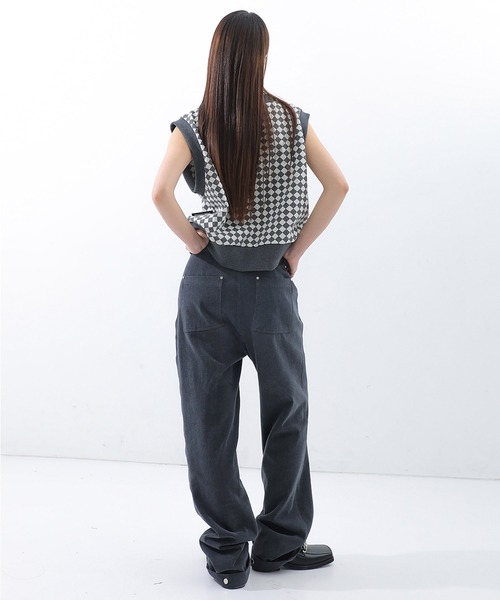 BASIC COTTON（ベーシックコットン）の「A'GEM/9 × .kom『BASIC COTTON/ベーシックコットン』総柄ダイヤデザインコットンベスト（ベスト・レディース・ブラック/グレー・FREE）」の8枚目の写真