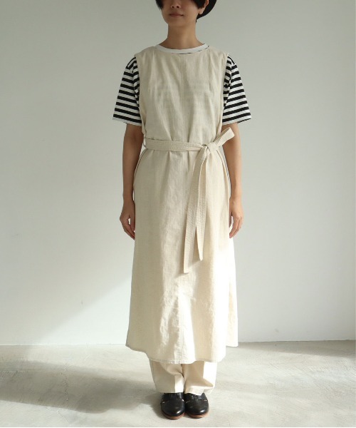 美品 ユニ yuni 半袖ワンピース 綿麻 コットンリネン ゆったり ピンク yuni（ユニ ）の「コットンリネン natural toutch wrap