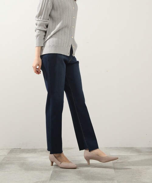 DRESKIP（ドレスキップ）の「◆裾後ろ入れヘムデニムパンツ（デニムパンツ・レディース・ネイビー/ライトブルー/オフホワイト・03/02/04）」の5枚目の写真