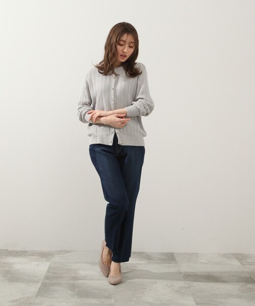 DRESKIP（ドレスキップ）の「◆裾後ろ入れヘムデニムパンツ（デニムパンツ・レディース・ネイビー/ライトブルー/オフホワイト・03/02/04）」の9枚目の写真