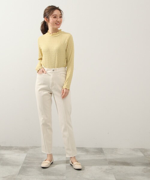 DRESKIP（ドレスキップ）の「◆裾後ろ入れヘムデニムパンツ（デニムパンツ・レディース・ネイビー/ライトブルー/オフホワイト・03/02/04）」の6枚目の写真