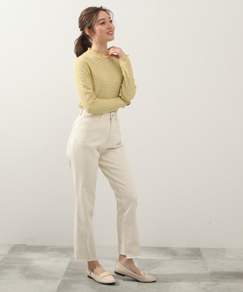 DRESKIP（ドレスキップ）の「◆裾後ろ入れヘムデニムパンツ（デニムパンツ・レディース・ネイビー/ライトブルー/オフホワイト・03/02/04）」の10枚目の写真